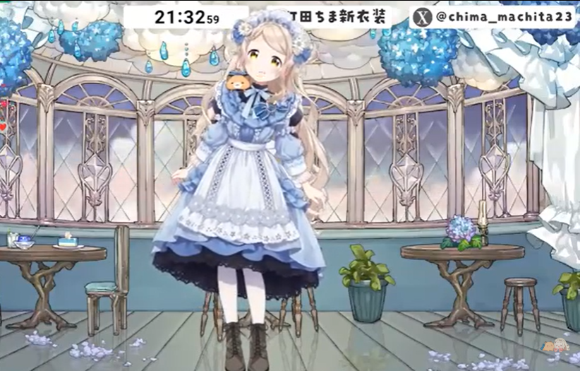 町田ちま新衣装お披露目では西洋人形のようなドレスを着用している