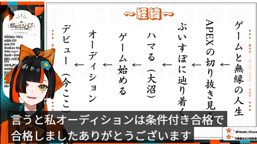 初配信で条件付き合格と語る蝶屋はなび
