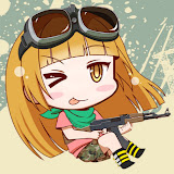 えれこさんのプロフィール画像で、金髪ロングの女の子がゴーグルをして、銃を構えているミニキャラの画像