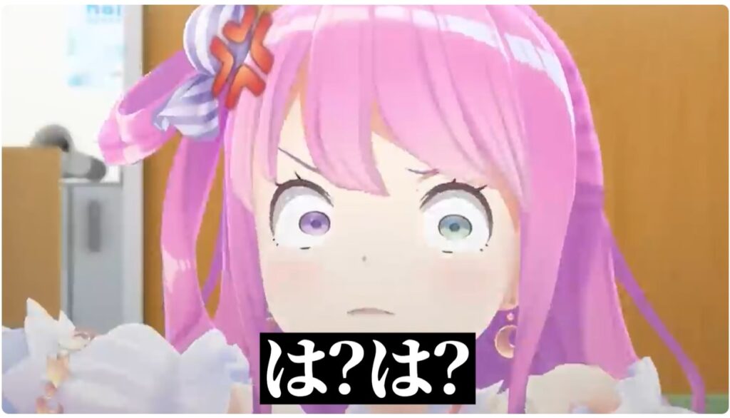 姫森ルーナさんは大空スバルさんとの煽り合いの中で姫様と思えないリアクションをとています