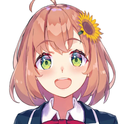 本間ひまわりさんは、オレンジ色の髪に大きなひまわりが特徴の可愛い女の子