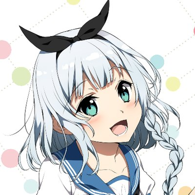 碧衣さんのXプロフィール画像より、黒いカチューシャリボンをした銀髪碧眼の片三つ編みが特徴の女の子の画像
