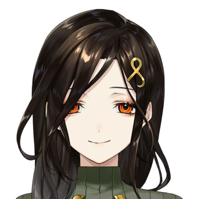 にじさんじ公式画像より、白雪巴さんの顔アップ画像。