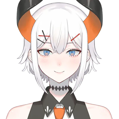 レヴィ・エリファはオレンジと黒色の角を2本持った白髪の亜人の女の子