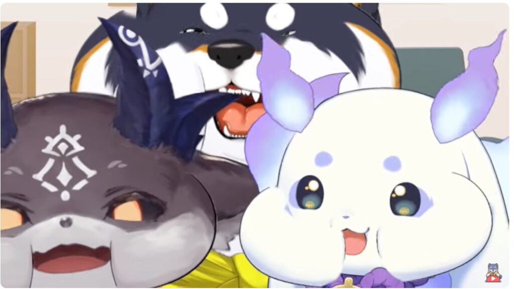 ふらっふぃい(左からデビデビデビル・黒井しば・ルンルン)は、にじさんじの中の獣ユニット